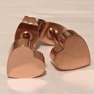 14K Rose Gold-Plated Heart Stud Earrings